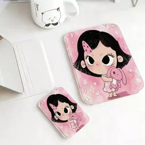 cô gá hồngGương Mini Xách Tay Gấp Gọn Da PU Nhiều Màu Pastel Phù Hợp Du Lịch