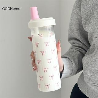 GCDHome 500 / 700ML Ống Hút Nước Có Nắp Nơ Cốc Cà Phê Trà Sữa Cốc Nhựa Cho Trường Học Ngoài Trời Bình Nước Uống Bé Gái Quà Tặng HOT