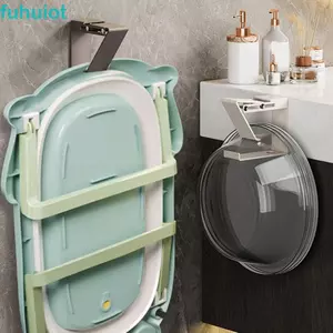 Móc chậu rửa FUHUIOT, Giá đỡ chậu rửa có thể điều chỉnh không lỗ, Kệ treo tường bằng thép Carbon bền bỉ Giá đỡ lưu trữ chậu rửa chống gỉ