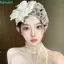 Mũ hoa ren cô dâu FUHUIOT, Mũ đội đầu cô dâu sang trọng phong cách Pháp, Tiệc lãng mạn Chụp ảnh cổ điển Băng đô cưới dành cho nữ