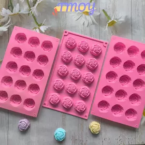 TMOY 15 Khoang Hoa Hồng Khuôn Silicon Sô Cô La Kẹo Khuôn DIY Món Tráng Miệng Bánh Pudding Trang Trí Khuôn Hoa Hồng Hình Viên Đá Dụng Cụ Làm TMOY