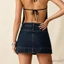 MAPLEPOET-Váy Mini Denim Có Túi Màu Trơn Chữ A Thấp Váy Ngắn