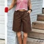Quần short Denim chở hàng dài đến đầu gối Quần short Jean ống rộng hợp thời trang có túi