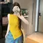 HFSHY Mùa Hè Mới Thiết Kế Thời Trang Dệt Kim Camisole Top Slit Slim Fit Top Nữ VN