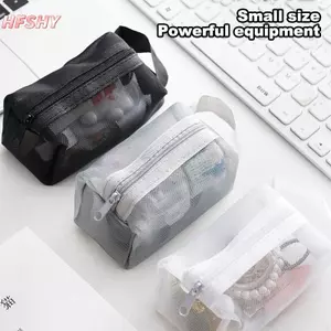 HFSHY Lưới Túi Đựng Mỹ Phẩm Lipsti Túi Bảo Quản Ví Đựng Tiền Xu Hộp Đựng Tai Nghe Người Tổ Chức Cáp Dữ Liệu Thẻ ID Lưu Trữ VN