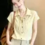 Áo sơ mi ngắn tay cổ lụa siêu đẹp Phong cách mới Phong cách Pháp Tính khí độc đáo Áo đẹp