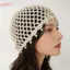 HFSHY Nhẹ Rỗng Dệt Beanies Ngọc Trai Viền Retro Mũ Chui Đầu Thời Trang Cho Mùa Thu Dạo Phố VN