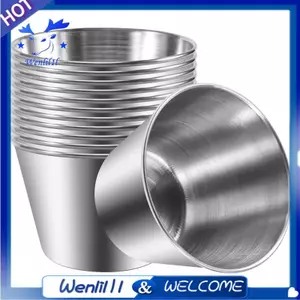 Gói 12 - Cốc đựng gia vị bằng thép không gỉ chải cao cấp Gia vị Nồi nhúng lỏng Bát - 2.5Oz 70Ml