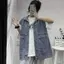 Áo khoác denim không tay nữ hàng hóa Áo Vest dáng rộng Hàn Quốc Retro Xanh Denim