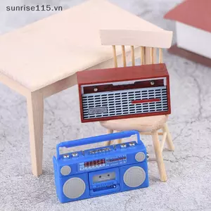 SRVN DollHouse Đồ trang trí mini Mini hoài cổ máy ghi âm đồ chơi mô hình.