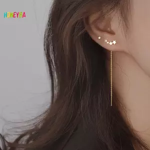 < Honeyba > Xu Hướng Dây Dài sel Sợi Dây Leo Núi Ngôi Sao Hạt Mặt Dây Thả Bông Tai Nữ Thẳng Treo Tai Món Quà Trang Sức Đẹp