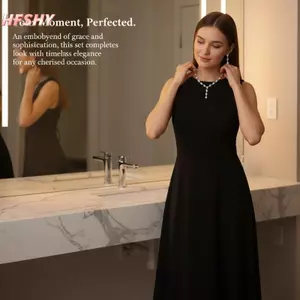 Bộ trang sức cưới HFSHY đính đá đính đá giả ngọc trai giả và bông tai VN