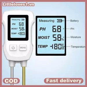 Littleloves1 Máy đo đất LCD kỹ thuật số 3 trong 1 Máy đo độ ẩm nhiệt độ PH với dụng cụ đo thực vật Balight cho cây hoa Vườn VN
