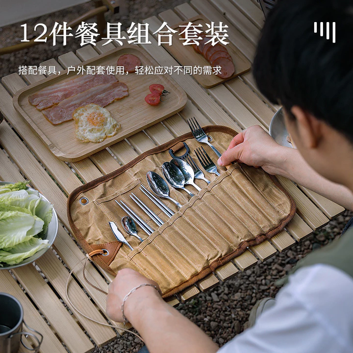 Bộ Đồ Ăn Ngoài Trời Bộ Đồ Ăn Di Động Bộ Dao Nĩa Đũa Bộ Đồ Ăn Túi Bảo Quản Dã Ngoại Cắm Trại Dã Ngoại Đồ Dùng Bộ Đồ Ăn Túi