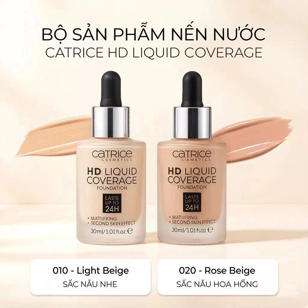Kem Nền Catrice HD Che Phủ Kiềm Dầu 24H -  Mịn Màng Cho Da Dầu