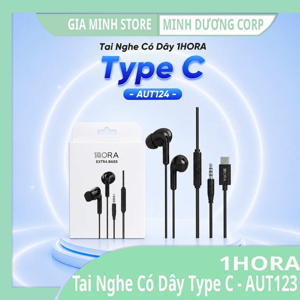 Tai Nghe Có Dây 1HORA AUT123 - Có Mic Đàm Thoại - Chống Ồn Tuyệt Đối - Âm Bass To - BH 12 Tháng
