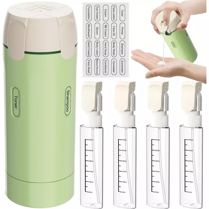 Chai đựng đồ du lịch 4 trong 1, Chai du di động cho đồ vệ sinh, Chai dầu gội và dầu xả cỡ du lịch, Hộp đựng đồ vệ sinh không tràn nhỏ gọn cho chuyến đi du lịch và công sở