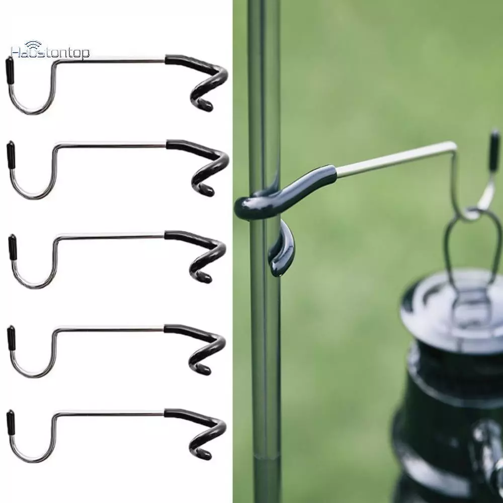 Haostontop Cắm Trại Đèn Cực Móc Thép Không Gỉ Lều Cực Đèn Móc Đa Năng Cắm Trại Ngoài Trời Đèn Đứng Móc Thiết Bị Cắm Trại VN