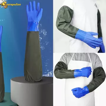 ZENPULSE 1 Đôi Găng Tay Chống Thấm Nước Bảo Vệ Lao Động, Găng Tay Cao Su Chịu Hóa Chất Dày, Găng Tay Làm Vườn Tay Chống Trơn Trượt Có Thể Tái Sử Dụng Găng Tay An Toàn Làm Việc Sân Vườn Ngoài Trời
