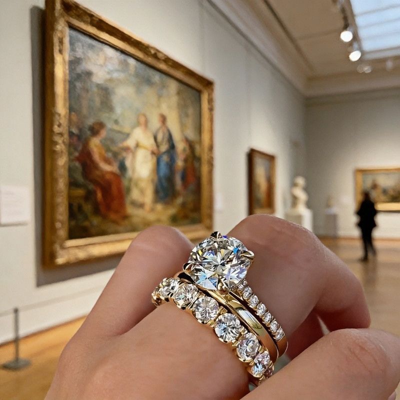 Ánh Sáng Thời Trang Sang Trọng Nhẫn Kim Cương Chính Lớp Full Kim Cương Hàng Nhẫn Bộ 3 Món Mô Phỏng Moissanite Cầu Hôn Nhẫn Nữ20260910