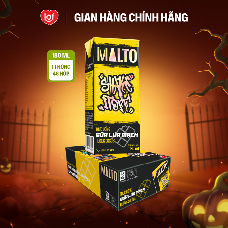 Sữa lúa mạch MALTO Shake It Off hương sôcôla thùng 48 hộp x 180ml