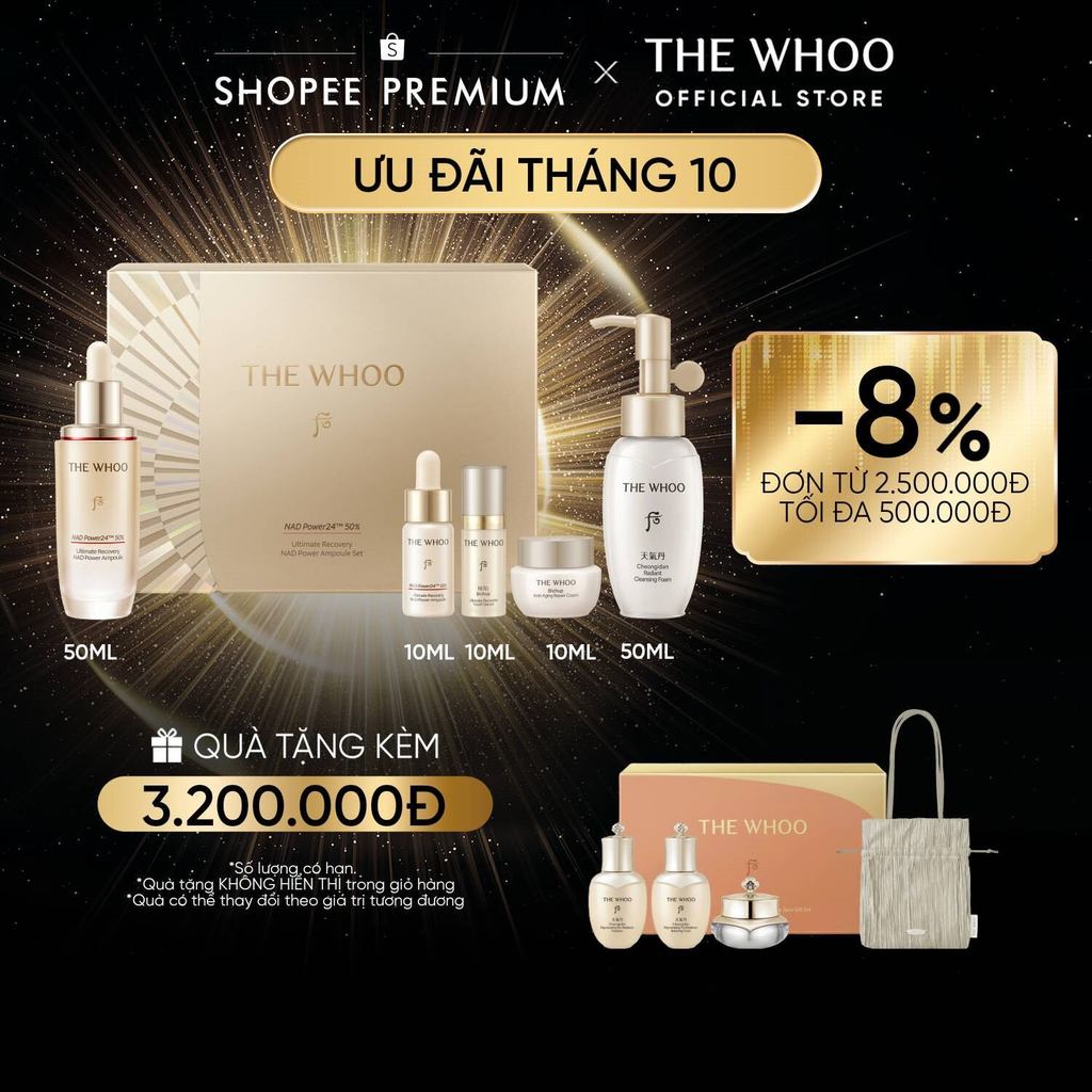 [THE WHOO OFFICIAL] Bộ tinh chất hỗ trợ ngừa lão hóa chuyên sâu Bichup Ultimate Recovery NAD Power Ampoule