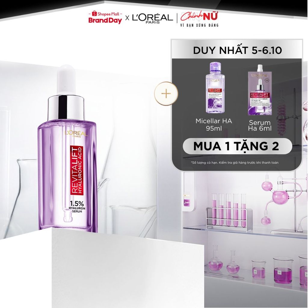 Serum dưỡng cấp ẩm tức thì, giúp làm giảm nếp nhăn & căng mướt da L'Oreal Paris Revitalift 1.5% Hyaluronic Acid 30ml