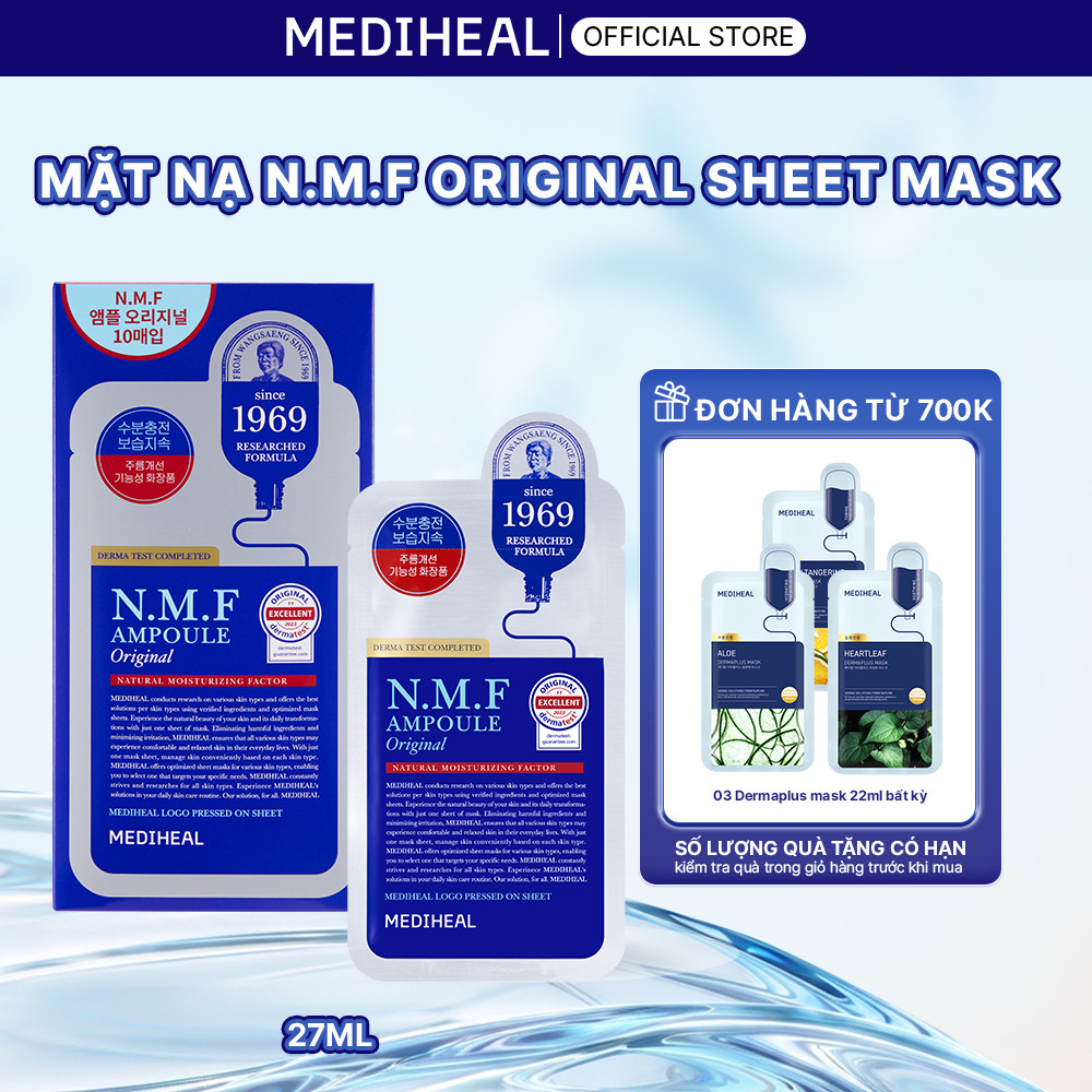 Combo 10 MEDIHEAL Mặt Nạ N.M.F Original Sheet Mask - Hỗ Trợ Cấp Ẩm Chuyên Sâu Đến 72 Giờ 27ml - FS