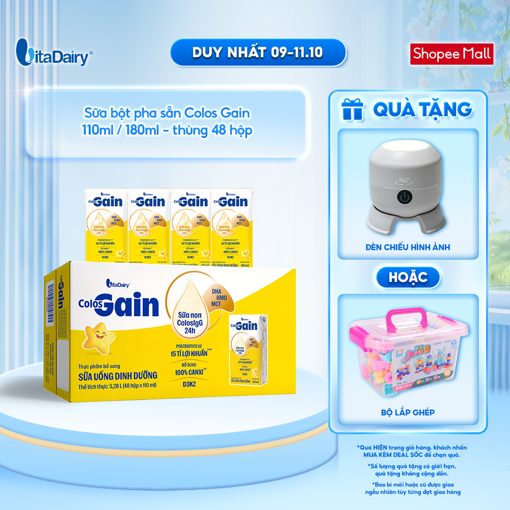 [THÙNG 48 HỘP] Sữa uống dinh dưỡng Colos Gain 110ml/180ml cải tiến - Giúp bé cải thiện cân nặng, bổ sung năng lượng