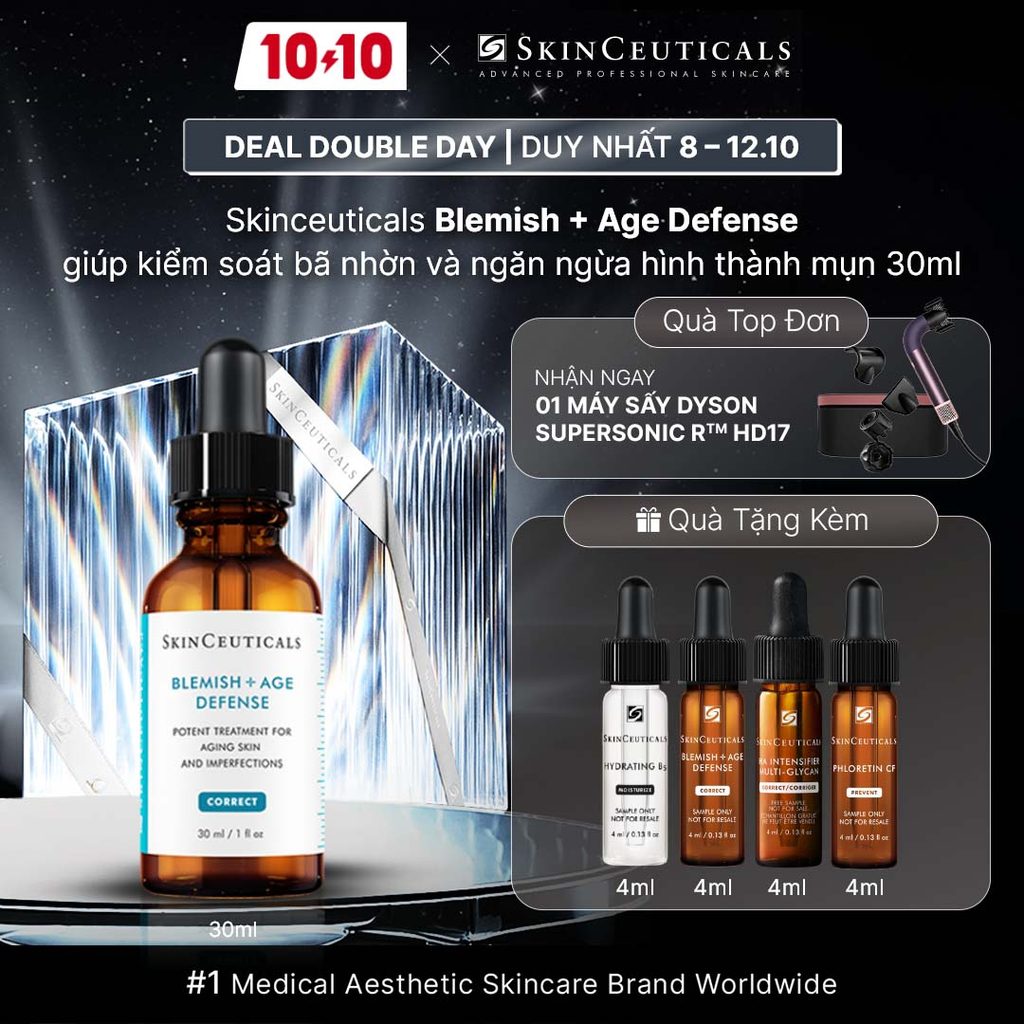 Dưỡng chất Skin Ceuticals Blemish+Age Defense giúp kiểm soát bã nhờn và ngăn ngừa hình thành mụn 30ml