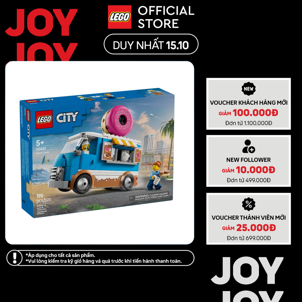 LEGO CITY 60452 Đồ Chơi Lắp Ráp Xe Bánh Donut Di Động (196 chi tiết)