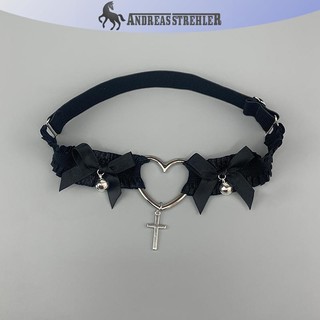 Onetimingfine Gothic Ren Garter Thắt Lưng Trái Tim Nơ Chữ Thập Gothic Chân Garters Đen Trắng Đàn Hồi Choker Nữ Chân Vòng Dây Đeo Dụng Cụ Cosplay VN