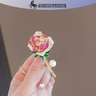 Onetimingfine Thanh Lịch Hoa Mẫu Đơn Đính Kim Cương Giả Thổ Cẩm Dành Cho Nữ Bé Gái Tinh Tế Hồng Xanh Hoa Ngọc Trai Thổ Cẩm Chân Trang Sức Dự Tiệc Quà Tặng VN