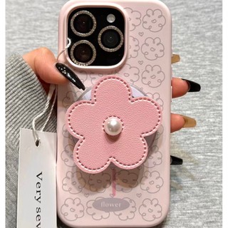 Dây silicon toàn màn hình sang trọng Dây da hoa Giá đỡ từ tính Thích hợp cho iPhone17 Pro Max 16 15 14 13 Pro Max Bảo vệ Camera chống sốc Vỏ mềm chống rơi