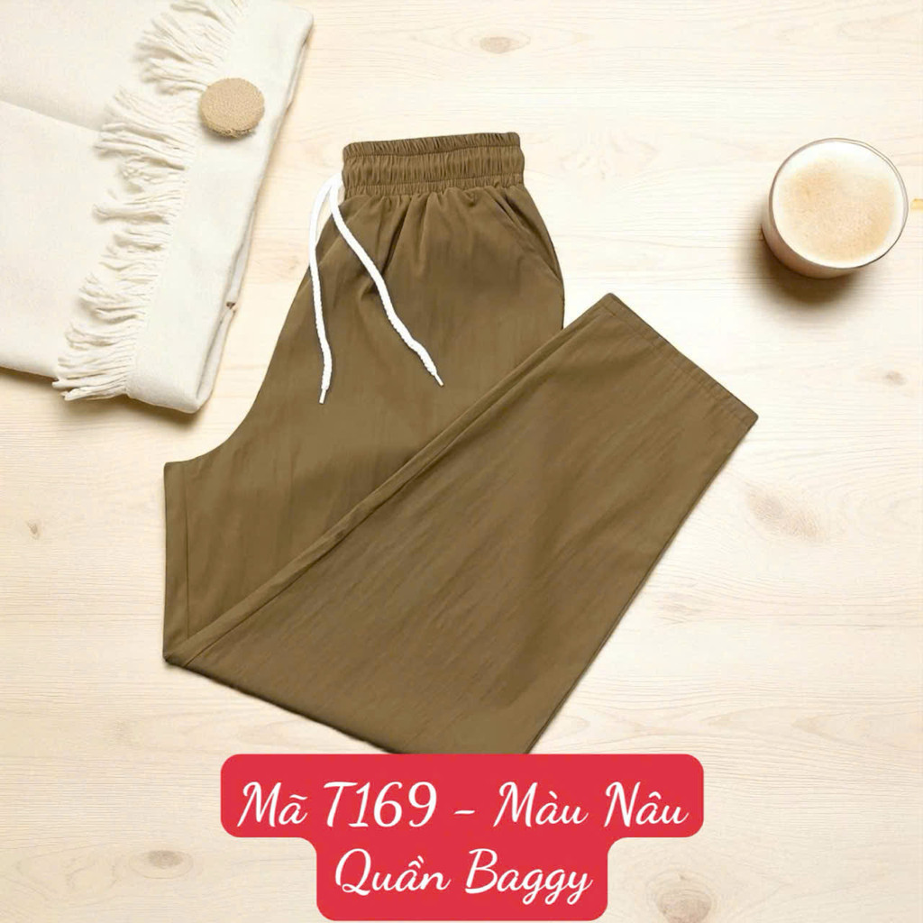 Quần Baggy - Vải Lụa Gió Nhăn - Dài quần 92cm - Ống 16cm - Mã T169