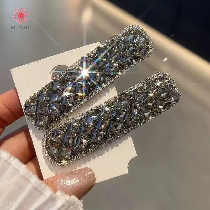 Kẹp tóc pha lê sang trọng với đá zircon đa sắc, phụ kiện thời trang mới