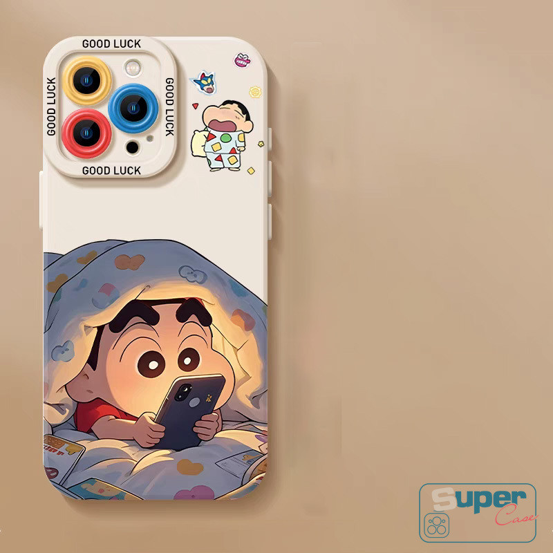 Ốp Lưng Tương Thích Cho IPhone 7Plus 17 11 16 15 14 12 13 Pro Max XR X XS Max 16 7 8 14 15 Plus 16E Air SE 2020 Cặp Đôi Hoạt Hình Dễ Thương Crayon Shin-Chan Vỏ Ngủ