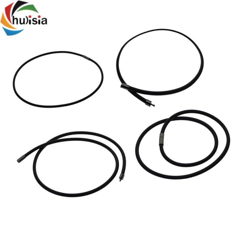 Dây cao su màu đen 4mm Vòng cổ bạc Khóa móc Unisex Trang sức DIY