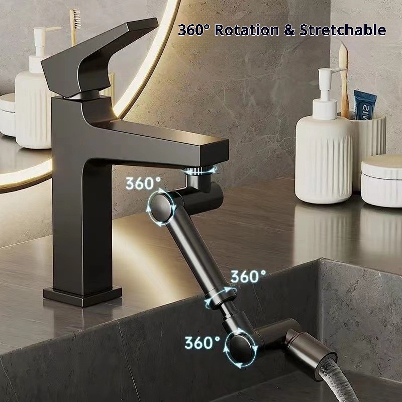 1440° Có thể xoay được Vòi kim loại có thể mở rộng Máy sục khí phòng tắm Vòi phun bong bóng chống nước Vòi lọc vòi tiết kiệm nước mở rộng