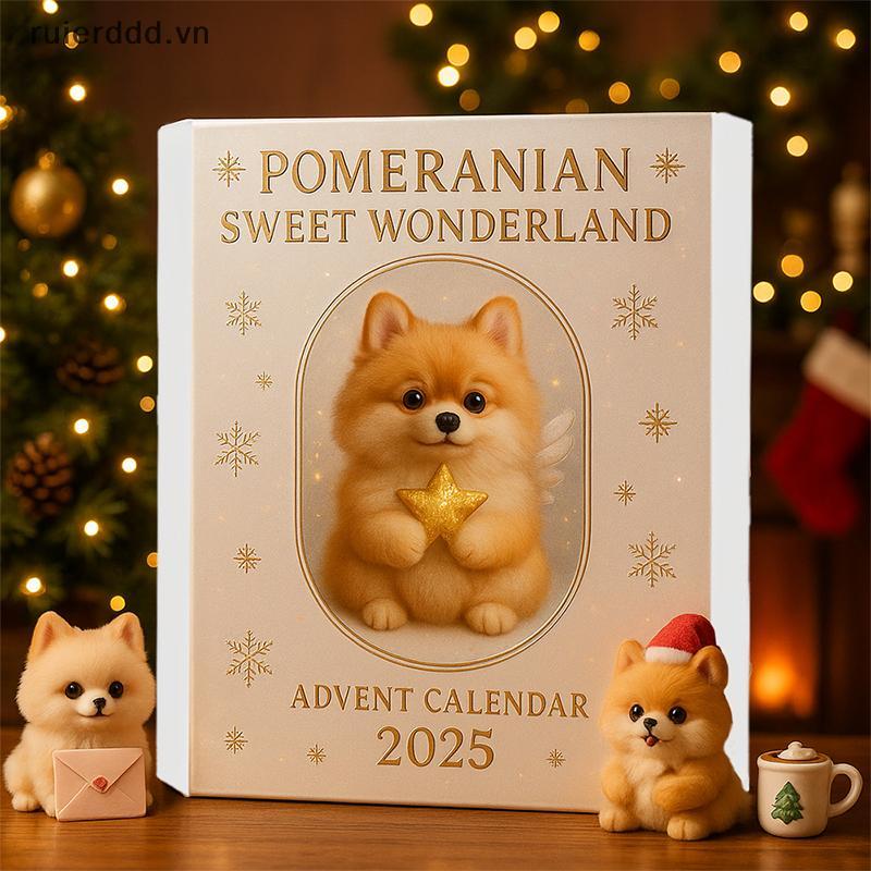 # ruierdd # Pomeranian Sweet Wonderland Advent Calendar 2025.24 Days Of Festive Surprises Đồ trang trí cho chó, Đồ chơi chó dễ thương bằng Acrylic 2D.