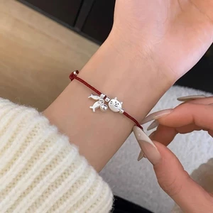 Vòng tay dệt tay nhỏ cá màu đỏ, cặp đôi có thể điều chỉnh
