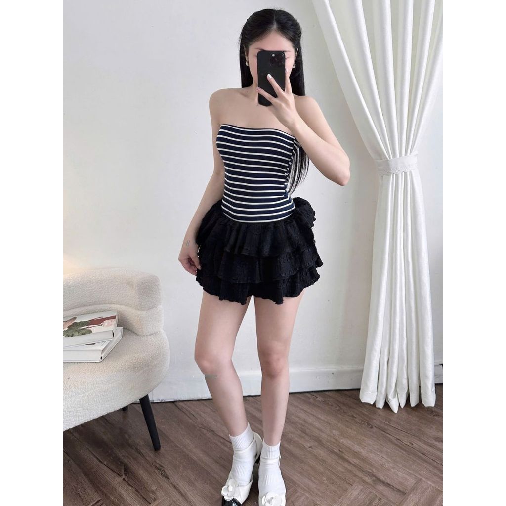 Áo Ống Sọc Ngang Form Ôm Body Nữ, Thiết Kế Basic Trẻ Trung Vải Cotton Co Giãn Thoáng Mát_A723
