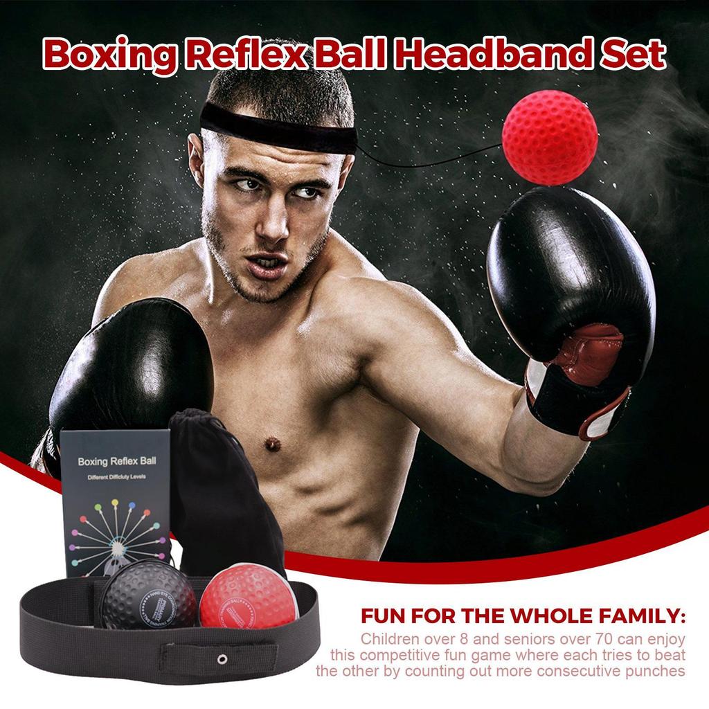 Boxing Reflex Ball Headband Speed Punch Ball Headband Set Mma Boxer Raising Reaction Force Hand Eye Training Set kouvn