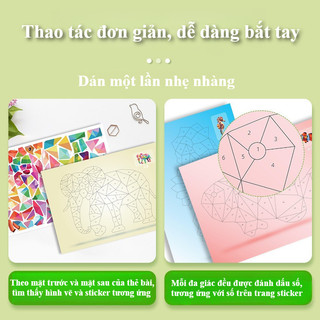 【BabyJoy】3D Ba Chiều Hình Học Cắt Dán,DIY Sáng Tạo Xếp tranh dán sticker Cho Trẻ Em,Nhãn dán hình động vật