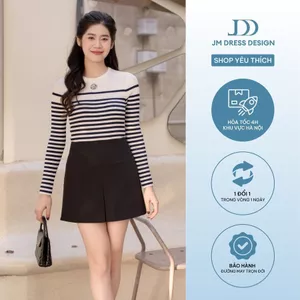 Áo Len Kẻ Dài Tay Dáng Ôm Thời Trang Thu Đông 2K09.2510. Áo Len Gân Tăm, Áo Len Sọc Nữ, Áo Len Ôm Basic Thiết Kế JM