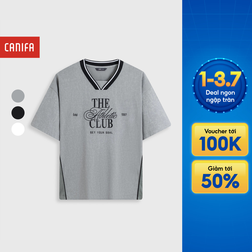 Áo phông nam cotton dáng rộng có hình in CANIFA 8TS26S017