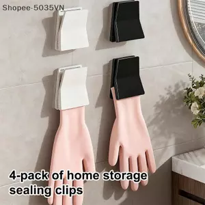 {AKIN} Giá đỡ kem đánh răng treo tường có kẹp niêm phong 4 chiếc Không khoan Giải pháp tổ chức phòng tắm nhà bếp {a}
