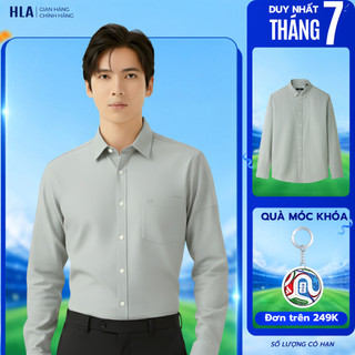 [TẶNG ÁO ĐƠN TỪ 1M5] Sơ Mi Nam Dài Tay HLA Xanh Lá – Chất Liệu Cotton Thoáng Mát, Trẻ Trung