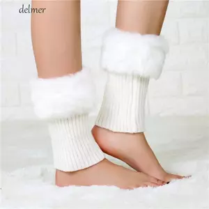 DELMER Áo Ấm Chân Lông Thú Giả, Mềm Lông Tơ Dày Đầu Gối Giày Bốt Đầu Gối, Phong Cách Bông Tai Kẹp Co Giãn Thoải Mái Nhiều Màu Sắc Ấm Áp Trang Phục Tiệc