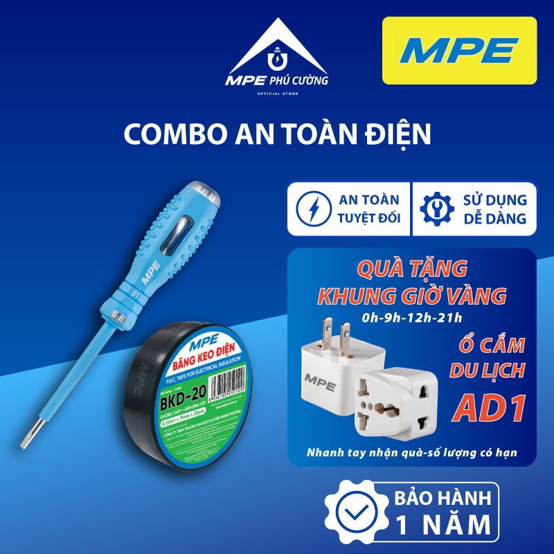 (CHÍNH HÃNG) COMBO AN TOÀN VỀ ĐIỆN KẾT HỢP BÚT THỬ ĐIỆN VÀ BĂNG KEO ĐIỆN